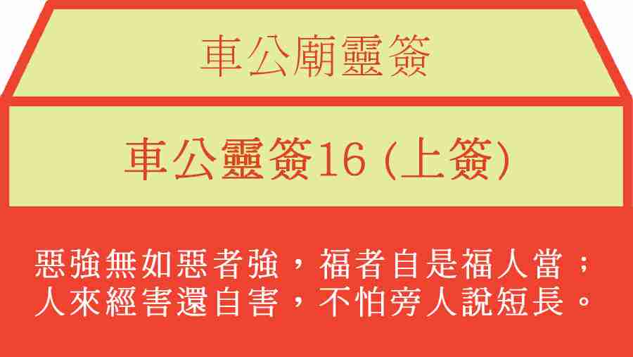 車公靈簽16