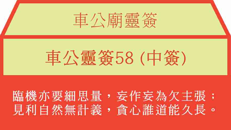 車公靈簽58