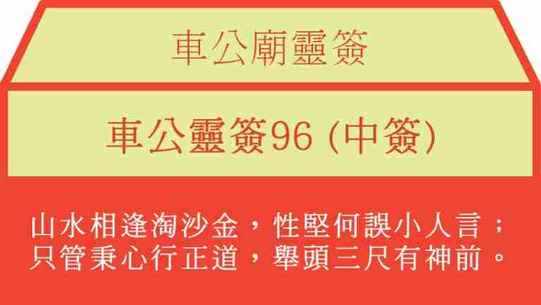 車公靈簽96